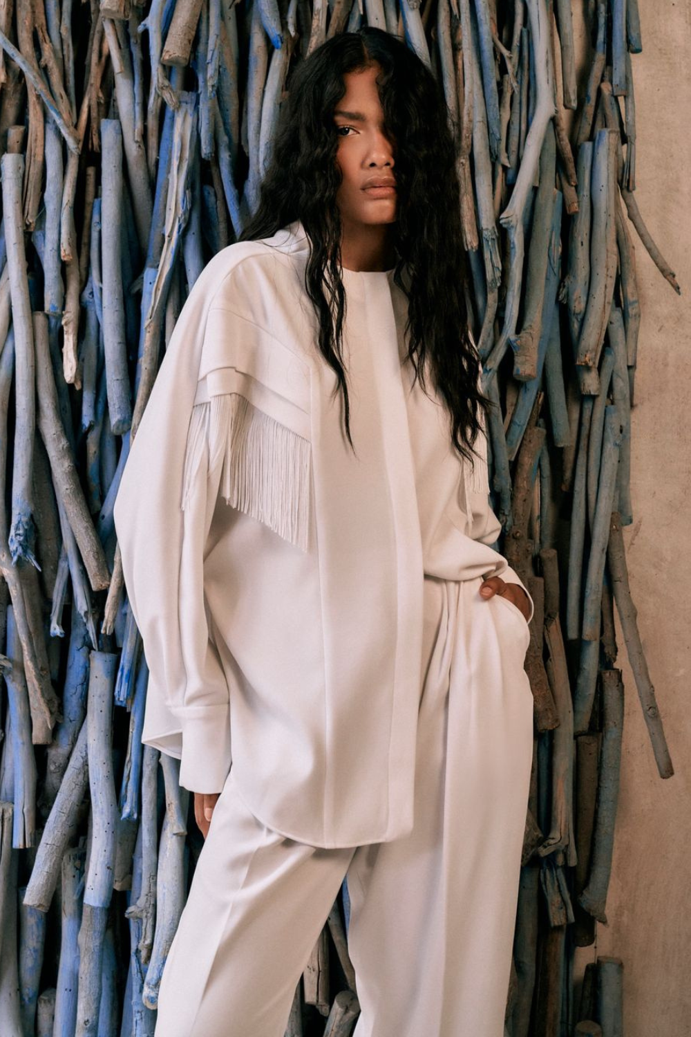 Solara Ivory Fringe Shirt & Pants Set