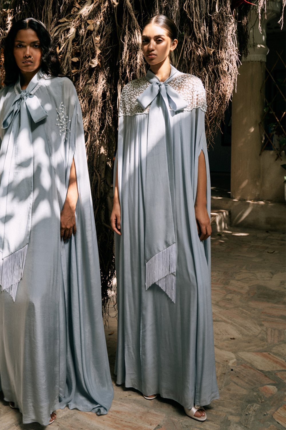 Elunor Powder Blue Tie Up Abaya