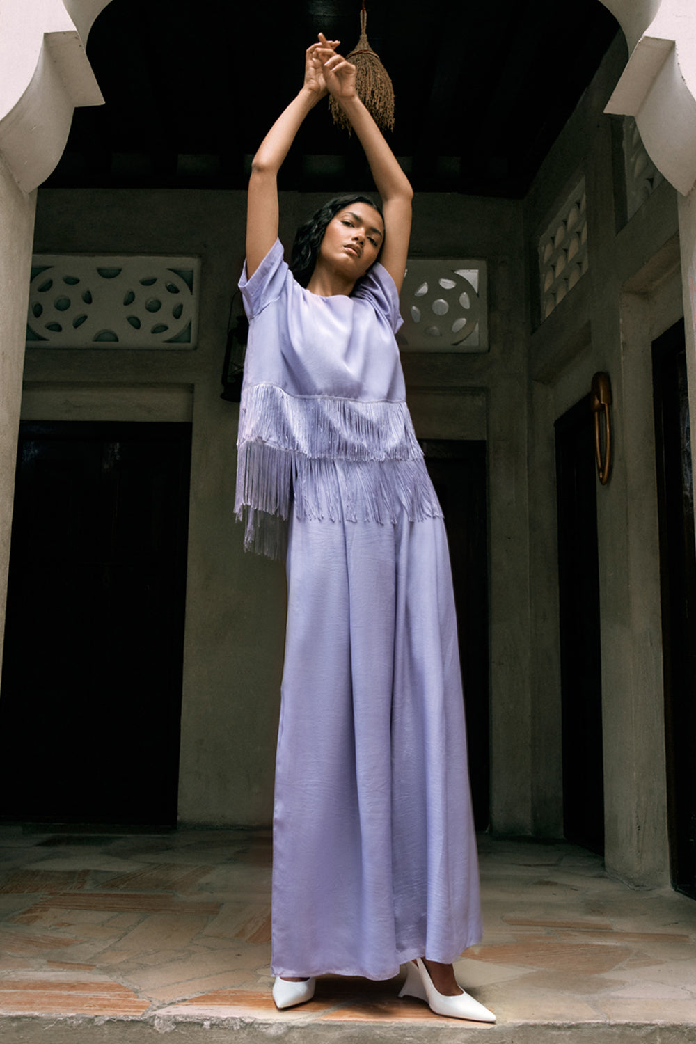 Meher Fringe Top With Flared Pants