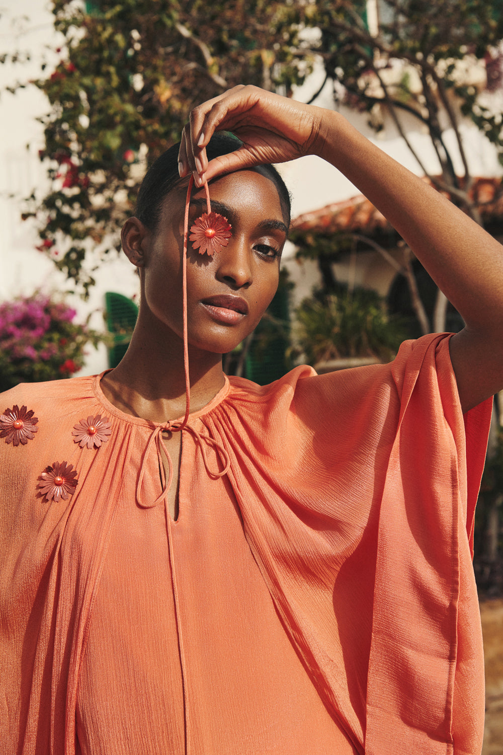 Deep Tangerine Pant, Top & Cape Set