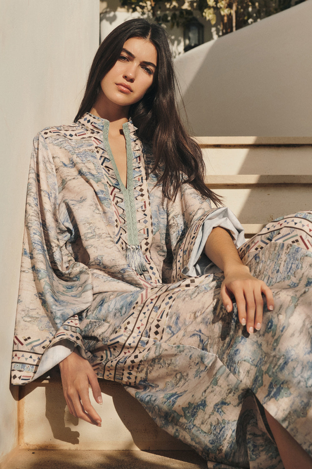 Tribal Marble Print Kaftan