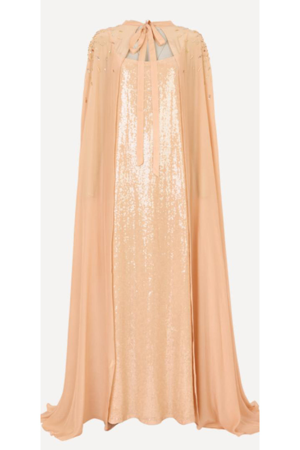 Aureline Shimmer Gown With Embroidered Cape