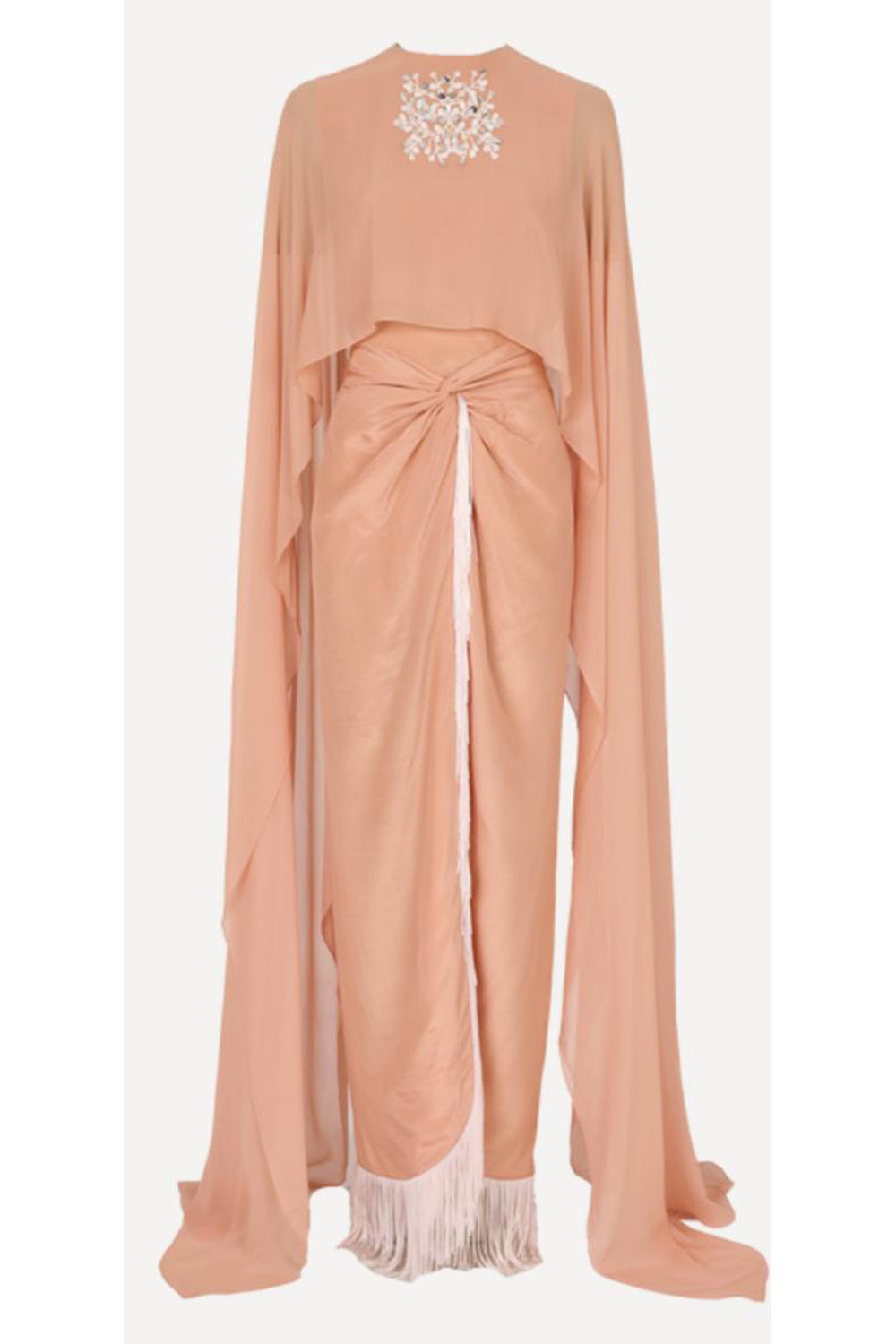 Elara Elongated Sleeves With Fringe Skirt