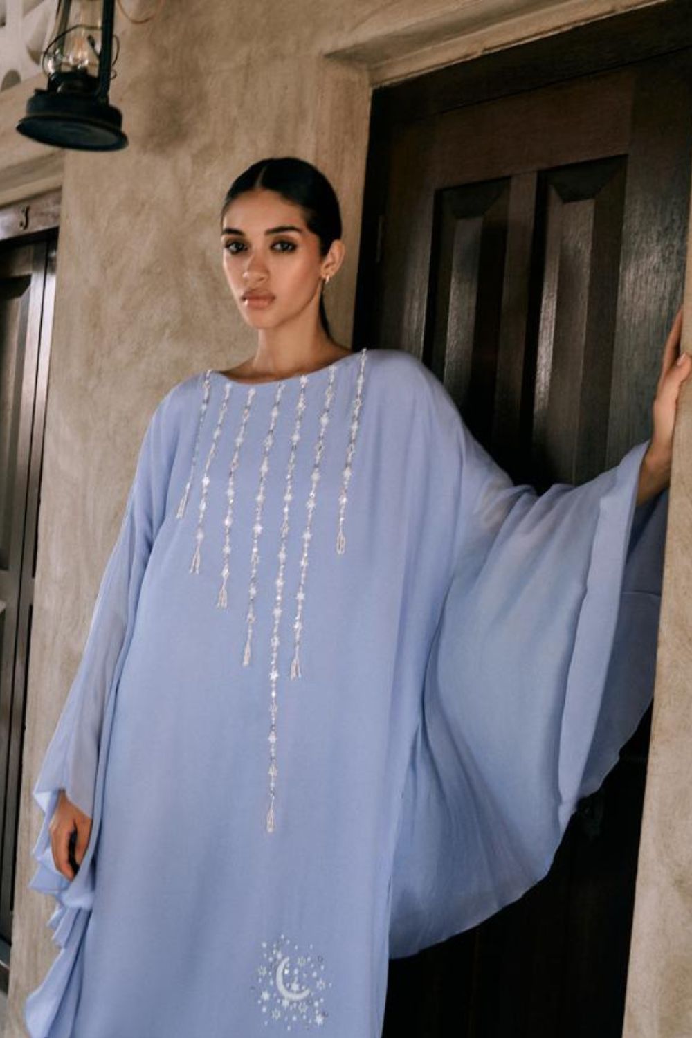 Selene Powder Blue Embroidered Kaftan