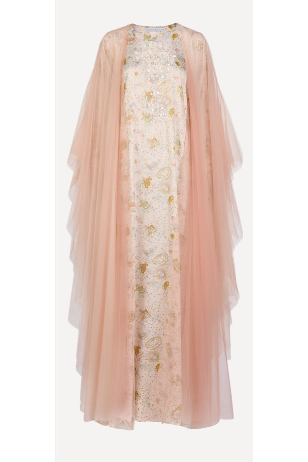 Abaya With Tulle Cape