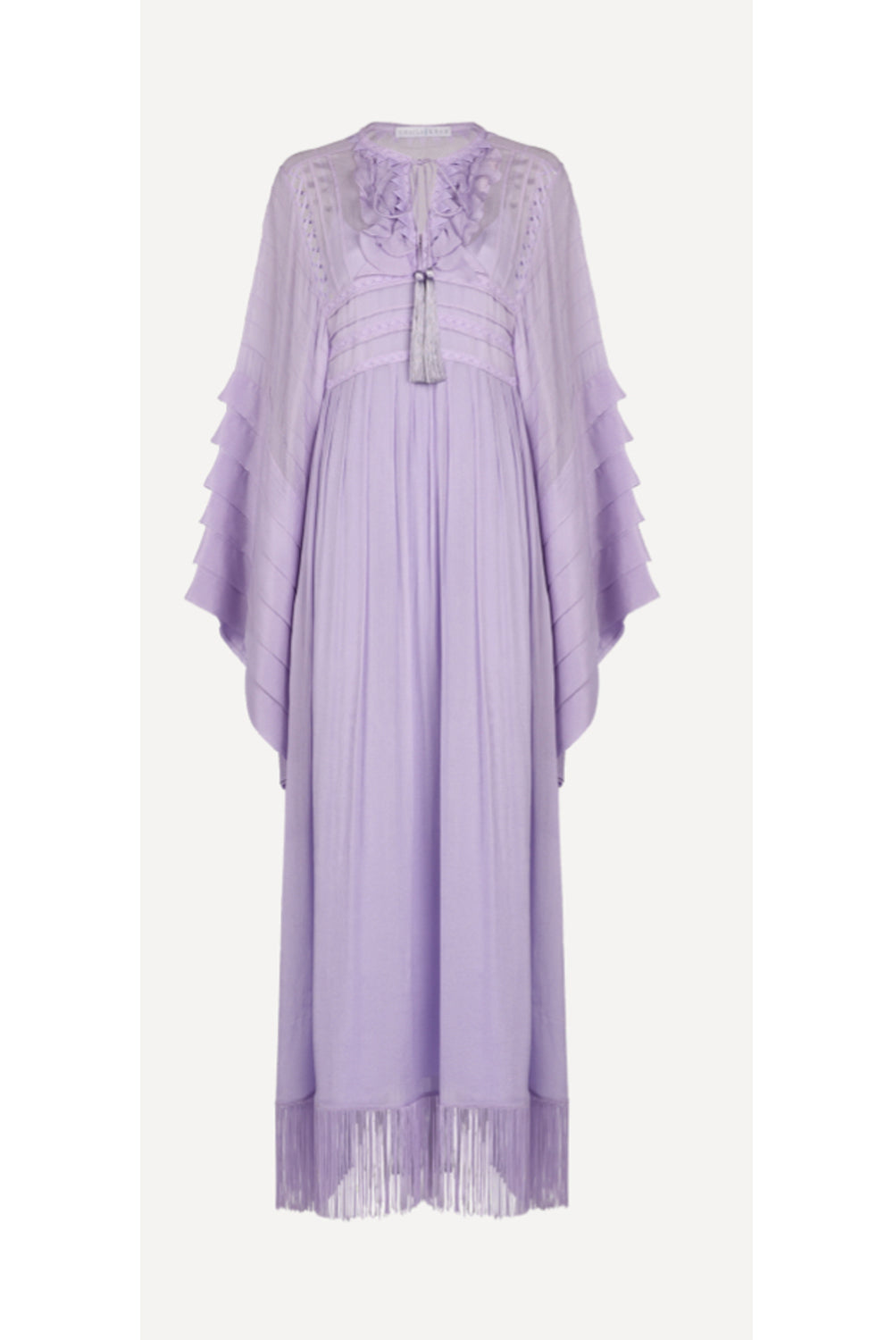 Flowy Layered Dress With Ruffle Details & Tassels Hemline