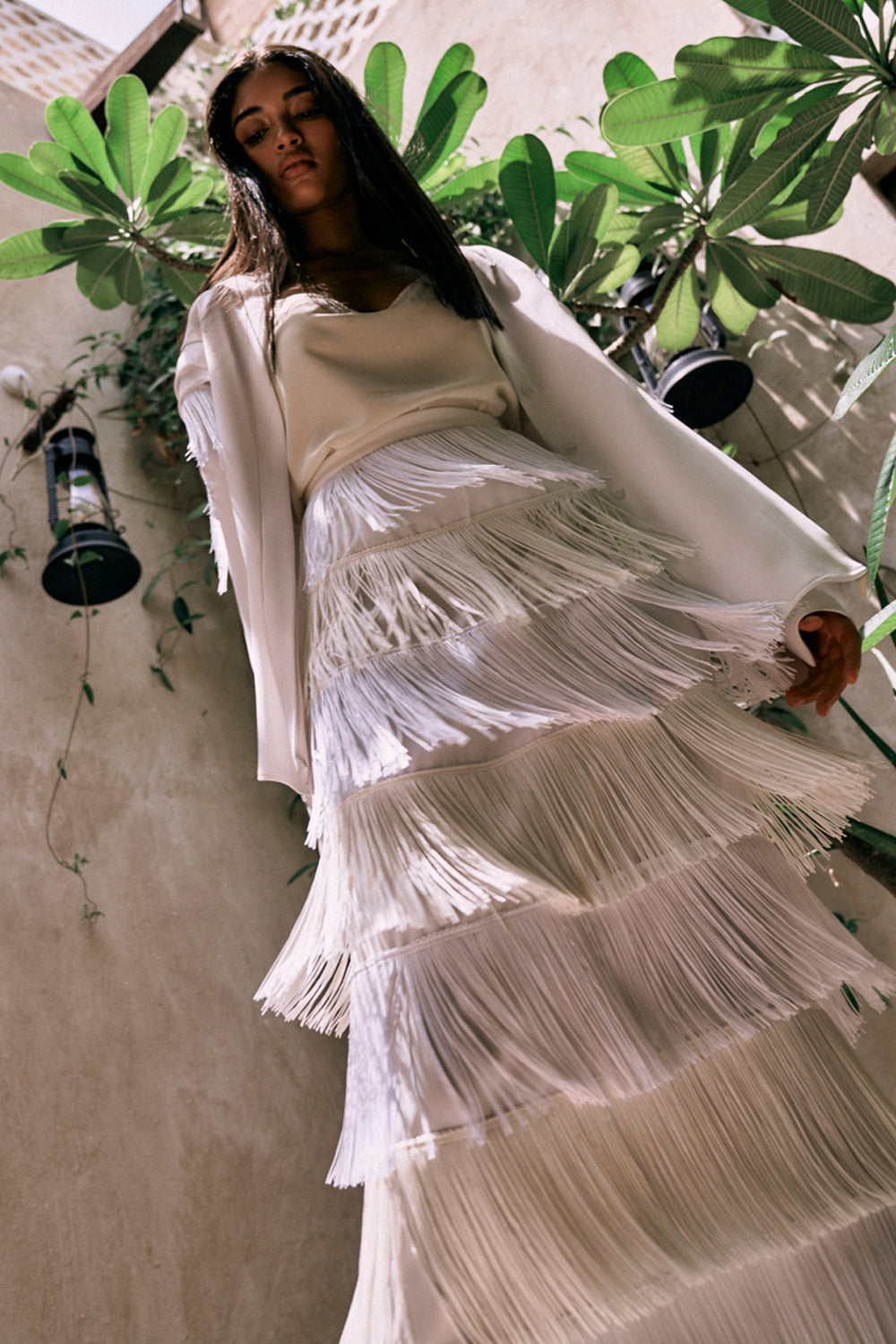 Aurora Ivory Fringe Shirt With Pants