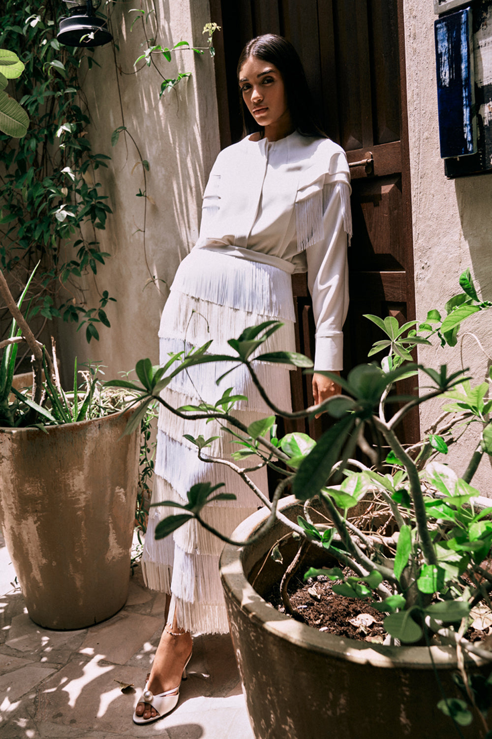 Aurora Ivory Fringe Shirt With Pants