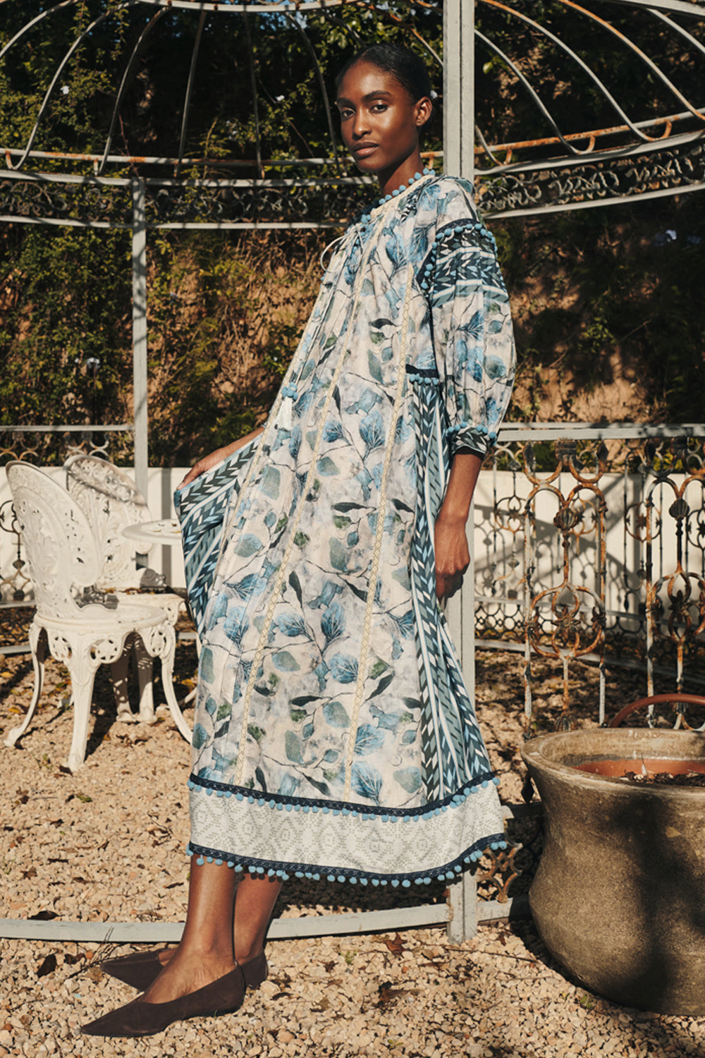Blue Floral Print Dress