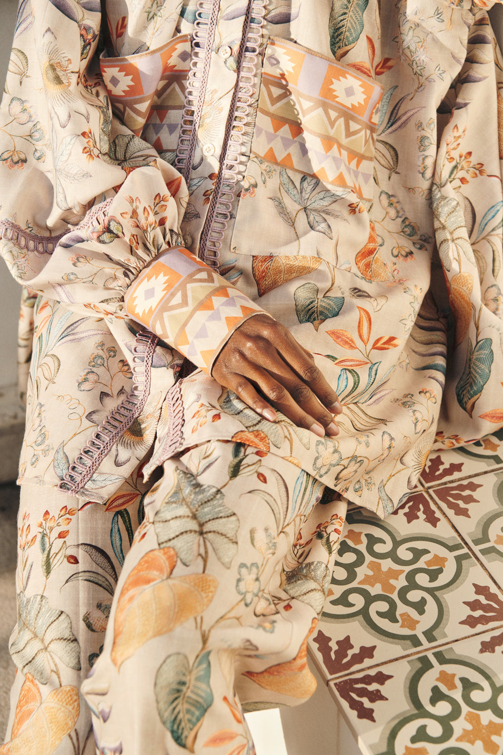 Tribal Garden Print Top & Pant Set