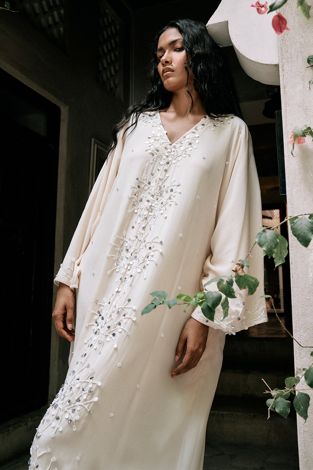 Solstice Beige Embroidered Abaya
